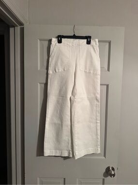NIC+ZOE -White Wide Leg Jeans with Front Patch Pockets